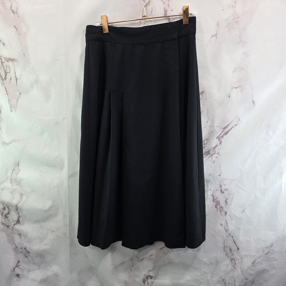 & Other Stories Skirt Womens 4 Small Black Wrap High Rise Midi Paris Pleated